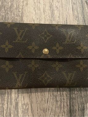 Louis Vuitton Monogram Flap Wallet - Brown with Gold Accent